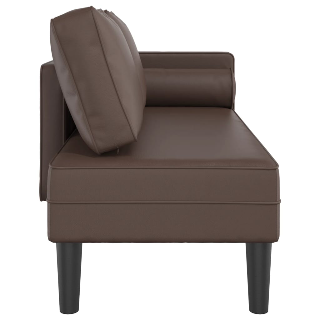 Chaise longue avec coussins marron similicuir