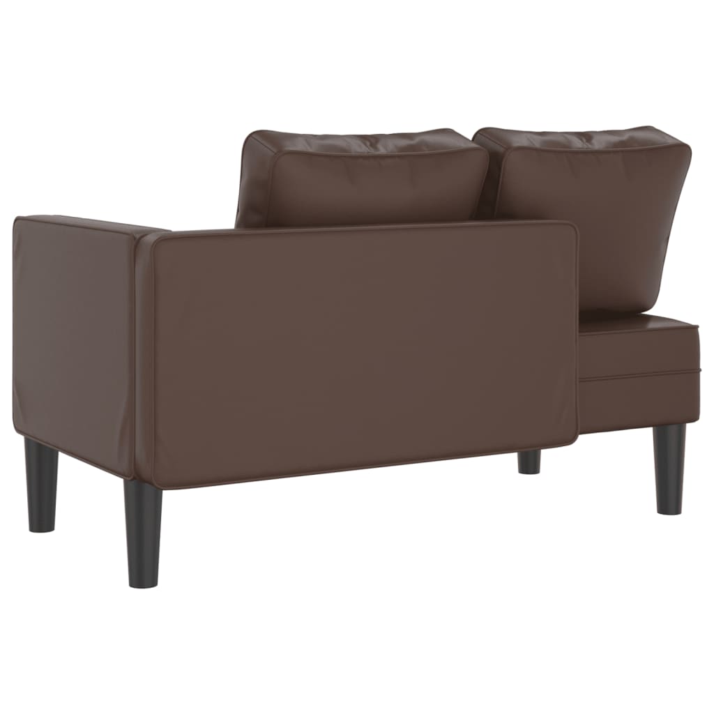 Chaise longue avec coussins marron similicuir