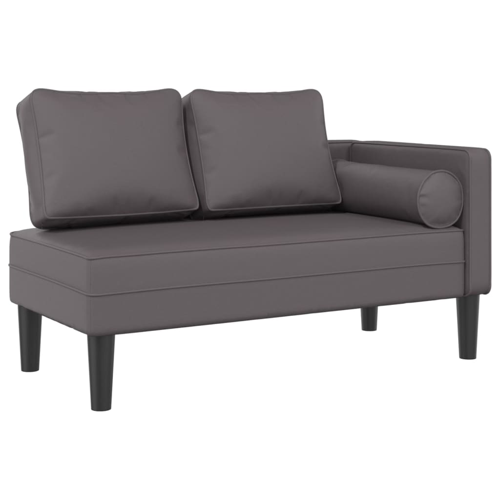 Chaise longue avec coussins gris similicuir