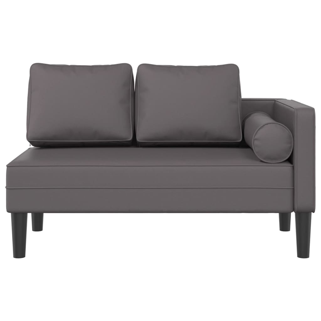 Chaise longue avec coussins gris similicuir