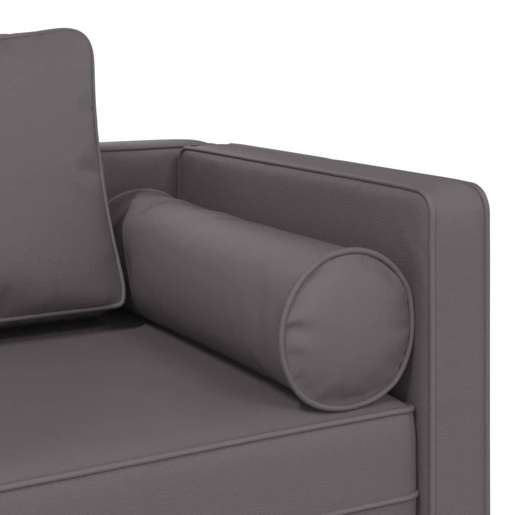 Chaise longue avec coussins gris similicuir