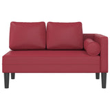 Chaise longue avec coussins rouge bordeaux similicuir