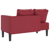 Chaise longue avec coussins rouge bordeaux similicuir