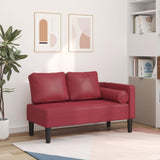 Chaise longue avec coussins rouge bordeaux similicuir