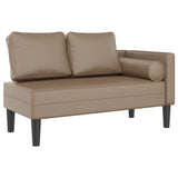 Chaise longue avec coussins cappuccino similicuir