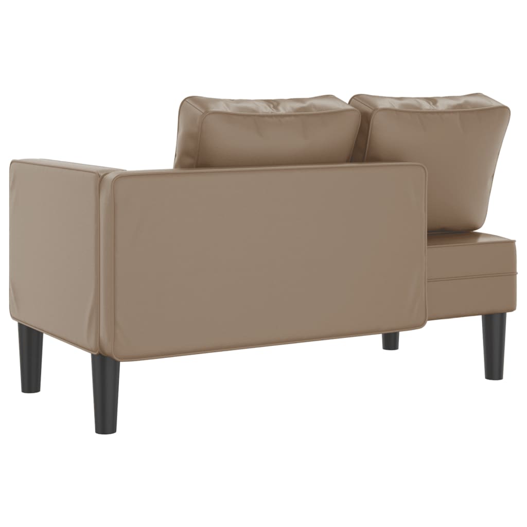 Chaise longue avec coussins cappuccino similicuir