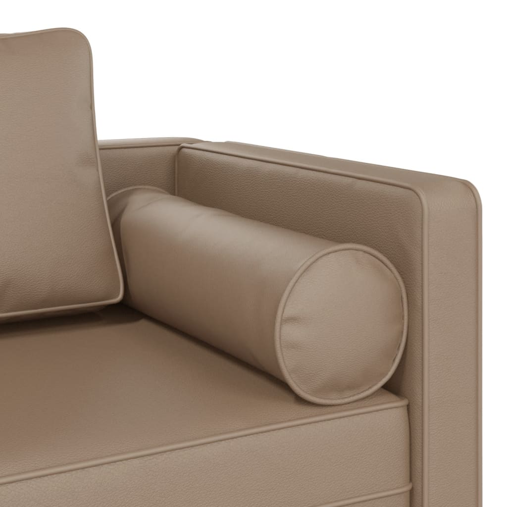 Chaise longue avec coussins cappuccino similicuir