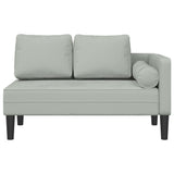 Chaise longue avec coussins gris clair velours