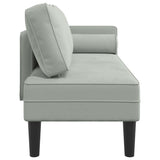 Chaise longue avec coussins gris clair velours