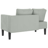 Chaise longue avec coussins gris clair velours