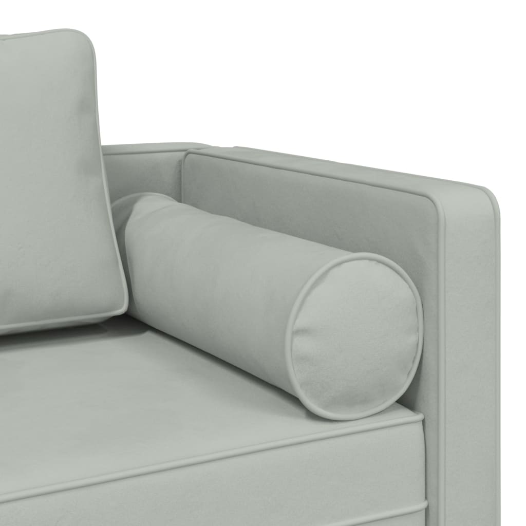 Chaise longue avec coussins gris clair velours