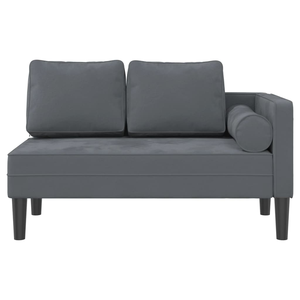 Chaise longue avec coussins gris foncé velours