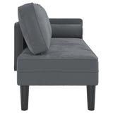 Chaise longue avec coussins gris foncé velours