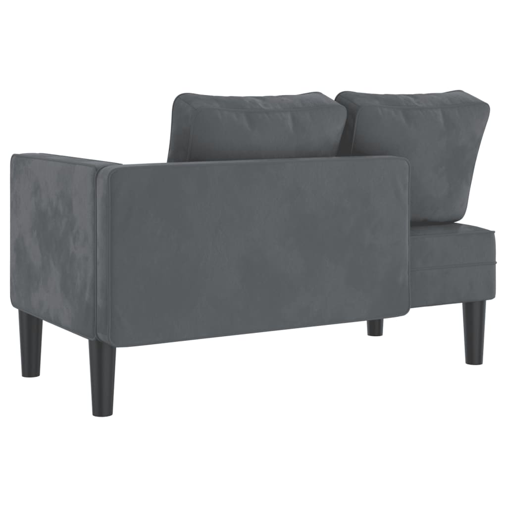 Chaise longue avec coussins gris foncé velours