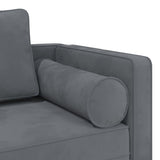 Chaise longue avec coussins gris foncé velours