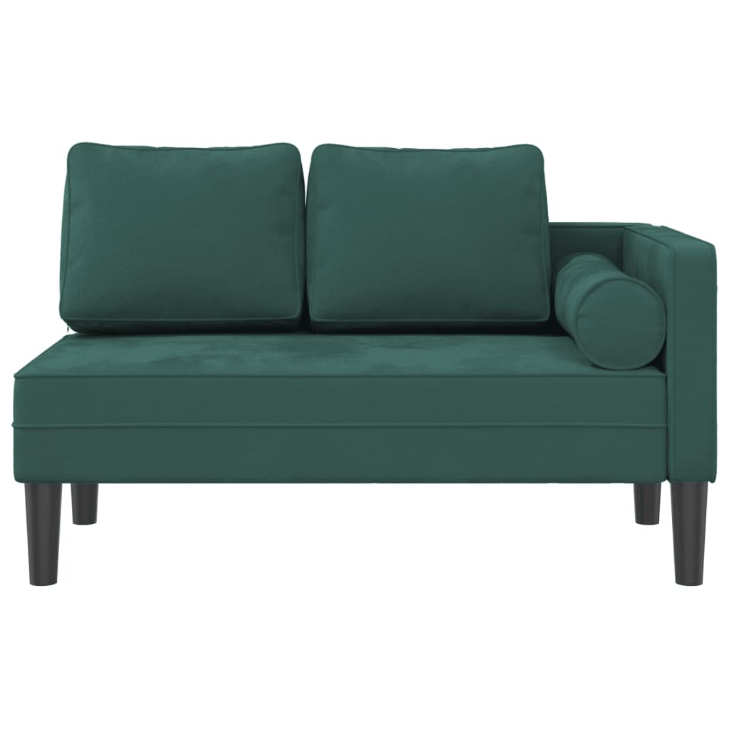 Chaise longue avec coussins vert foncé velours