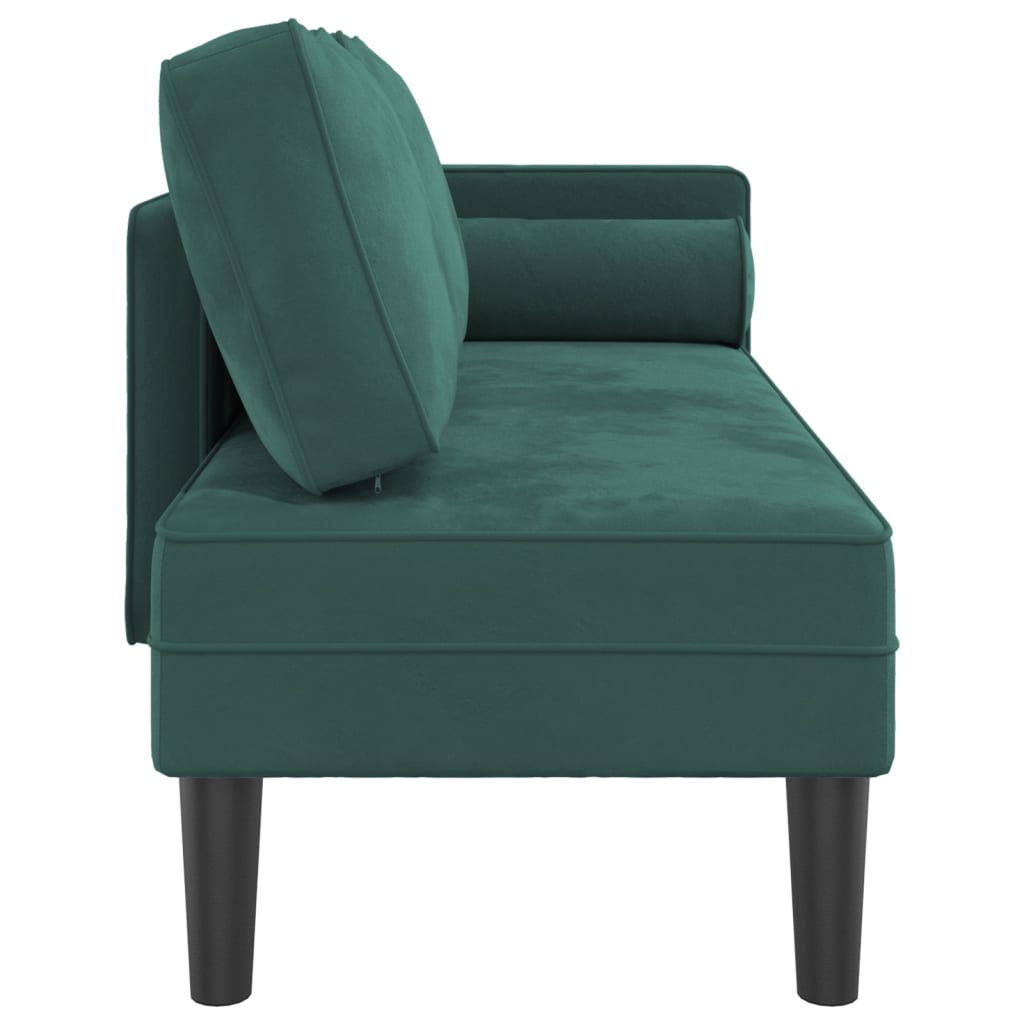 Chaise longue avec coussins vert foncé velours