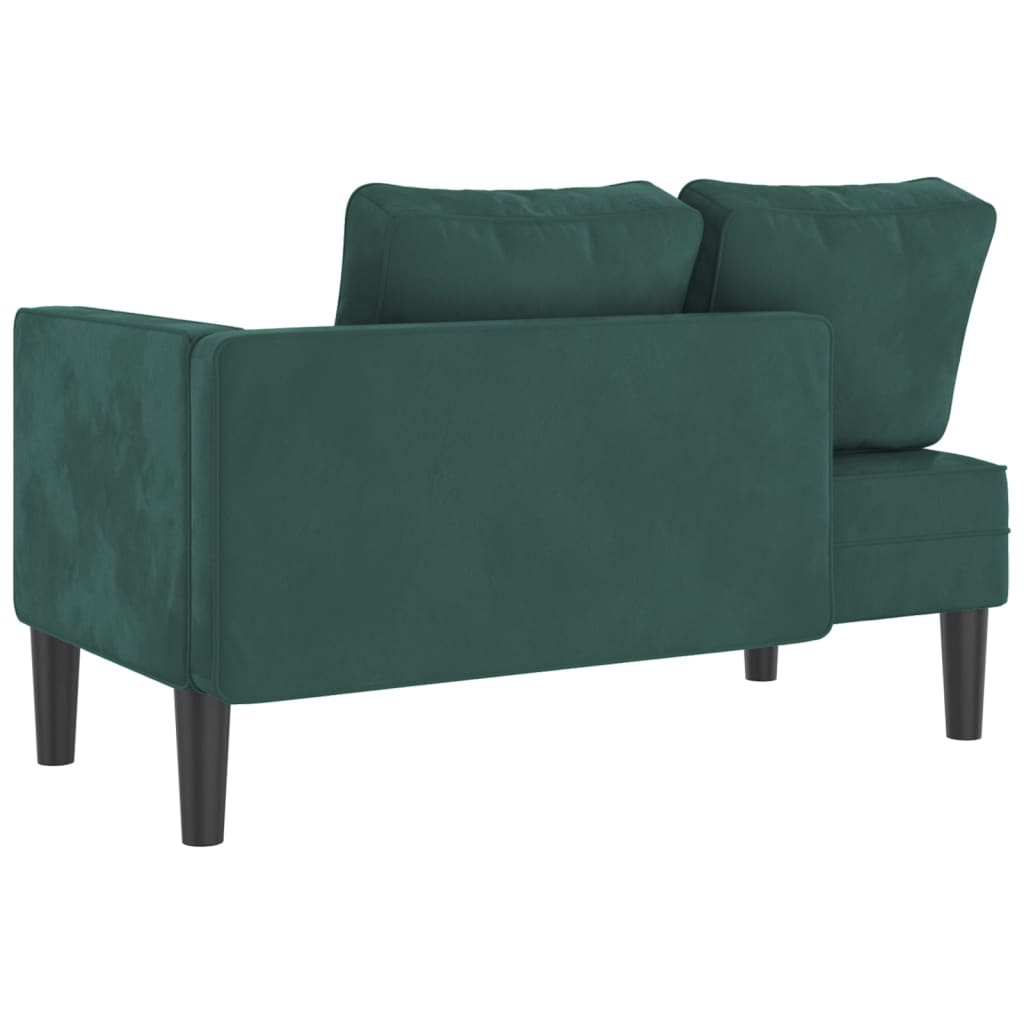 Chaise longue avec coussins vert foncé velours