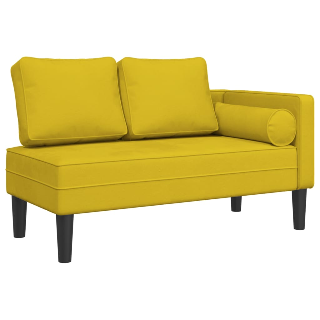 Chaise longue avec coussins jaune velours