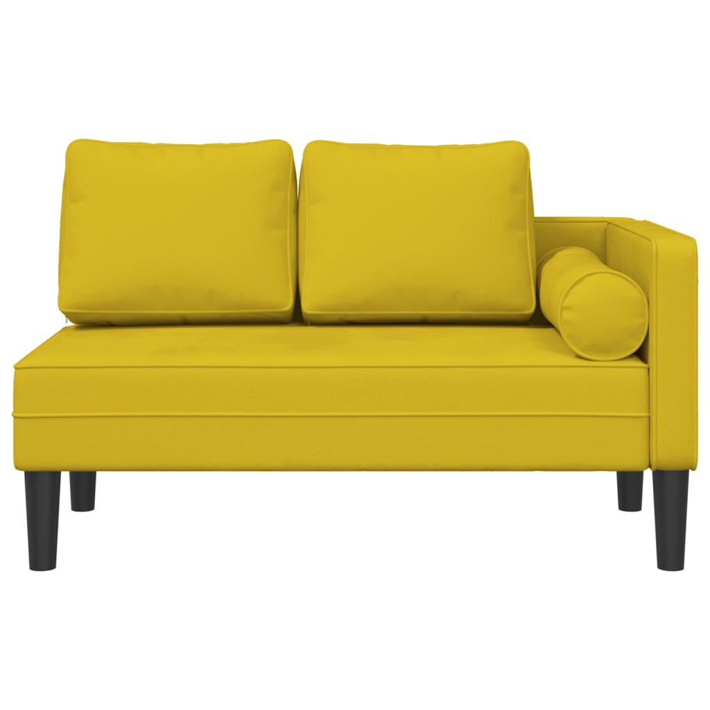 Chaise longue avec coussins jaune velours