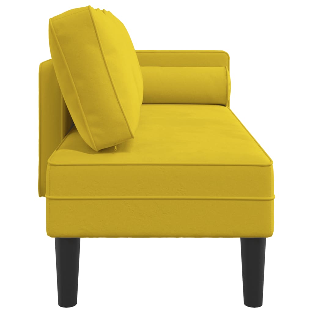 Chaise longue avec coussins jaune velours