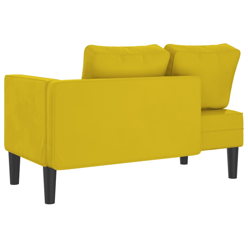 Chaise longue avec coussins jaune velours