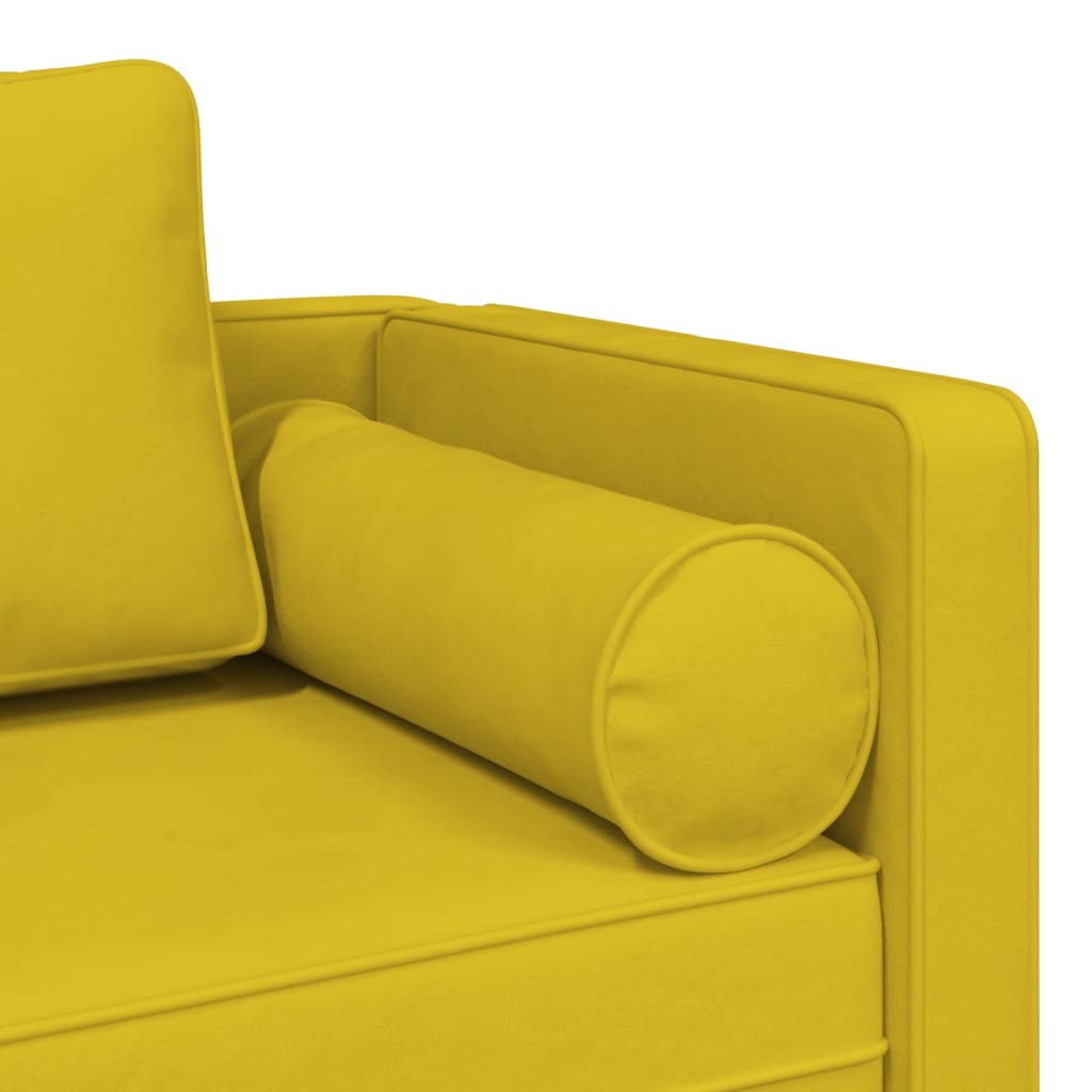 Chaise longue avec coussins jaune velours