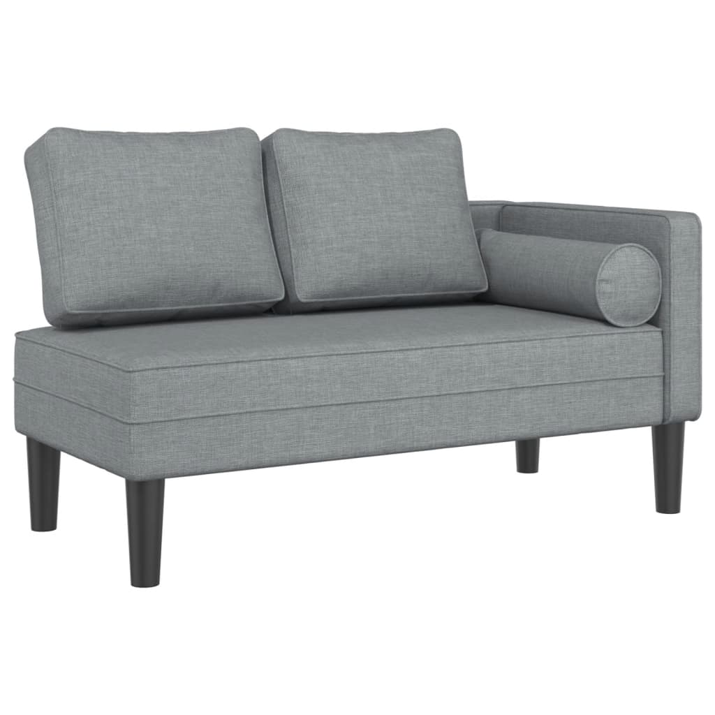 Chaise longue avec coussins gris clair tissu