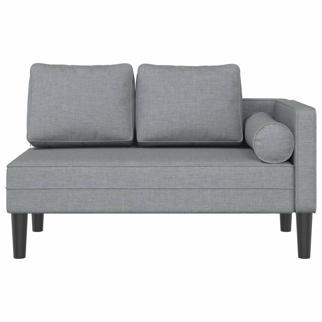 Chaise longue avec coussins gris clair tissu