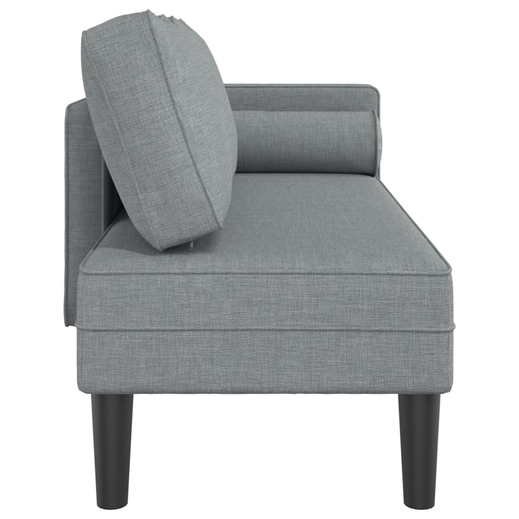 Chaise longue avec coussins gris clair tissu