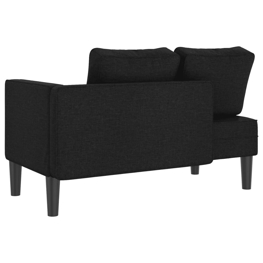 Chaise longue avec coussins noir tissu