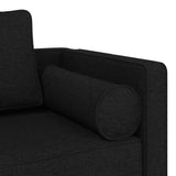 Chaise longue avec coussins noir tissu