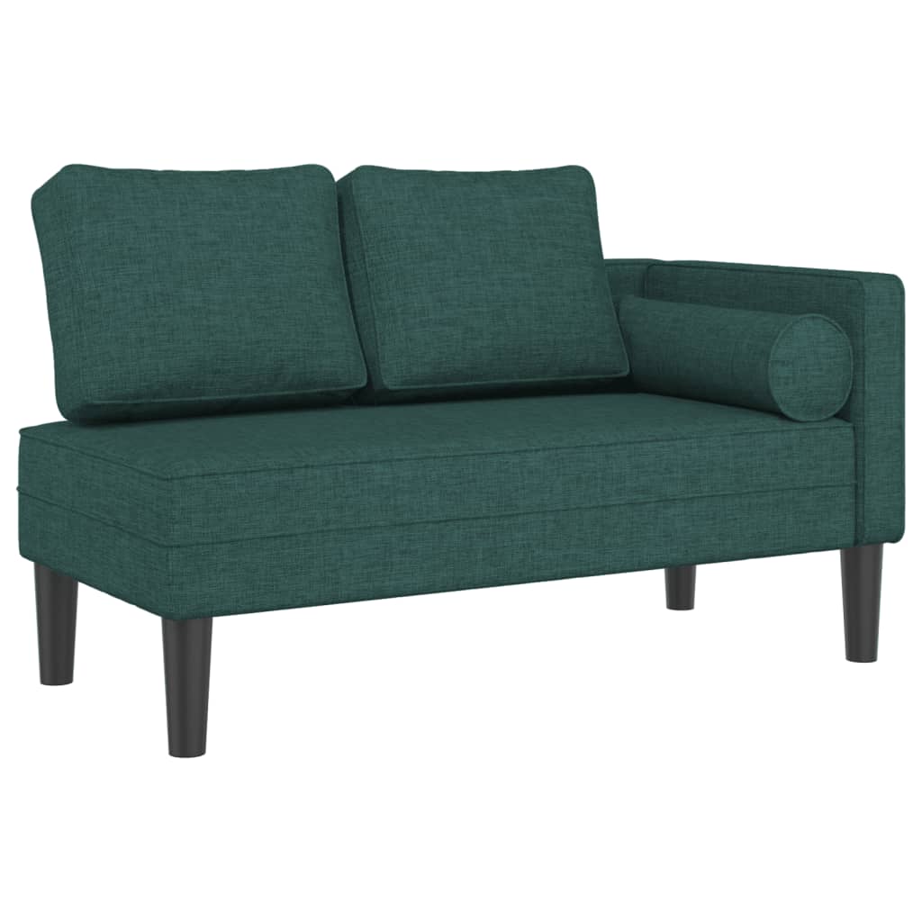 Chaise longue avec coussins vert foncé tissu