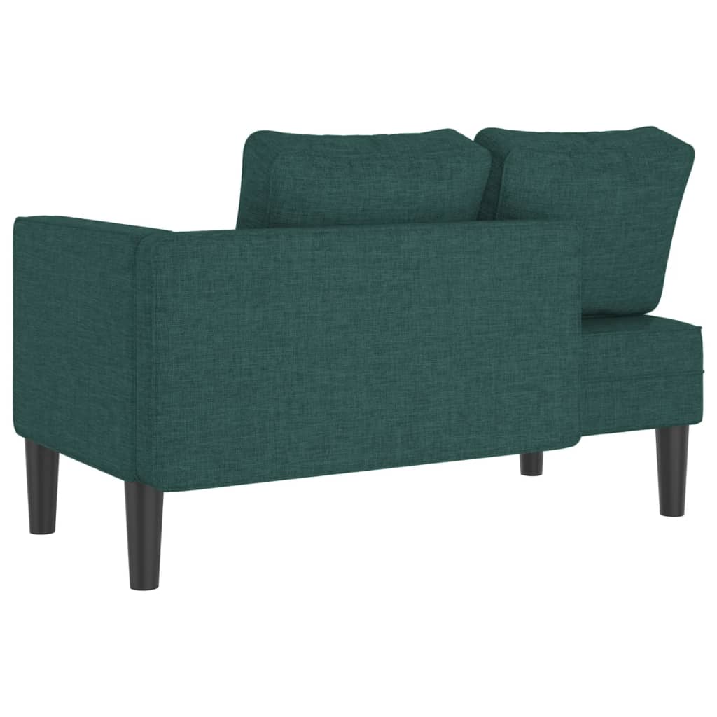 Chaise longue avec coussins vert foncé tissu