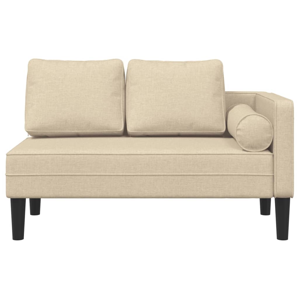 Chaise longue avec coussins crème tissu