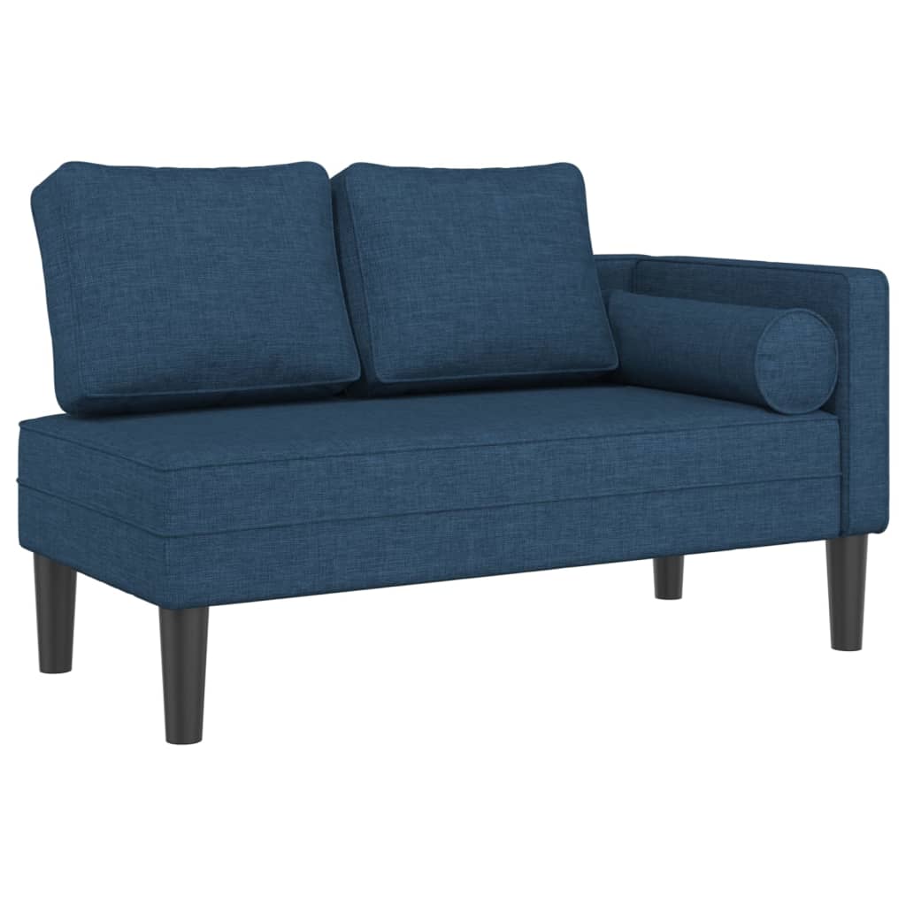 Chaise longue avec coussins bleu tissu