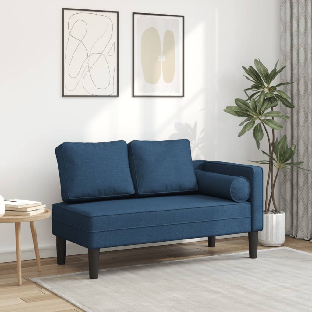 Chaise longue avec coussins bleu tissu