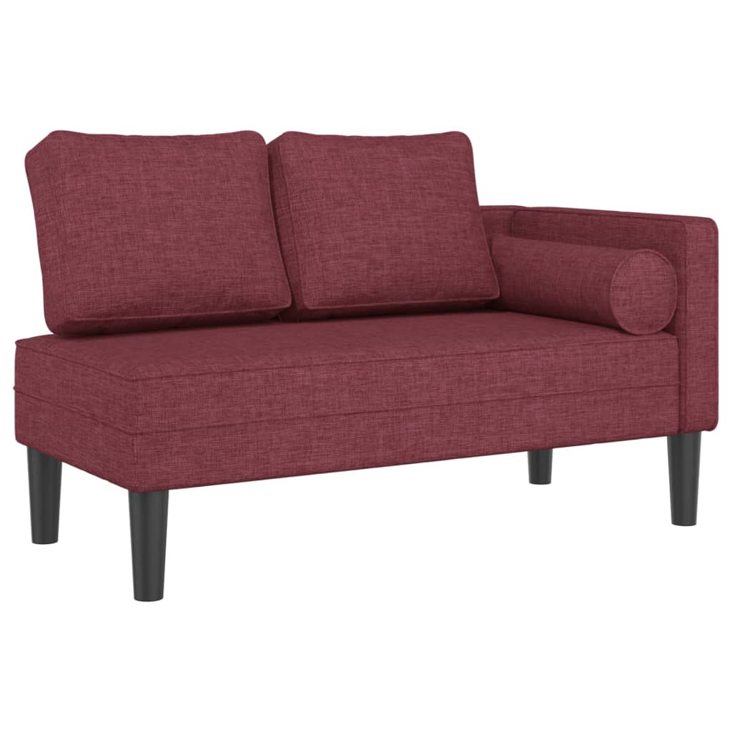 Chaise longue avec coussins rouge bordeaux tissu