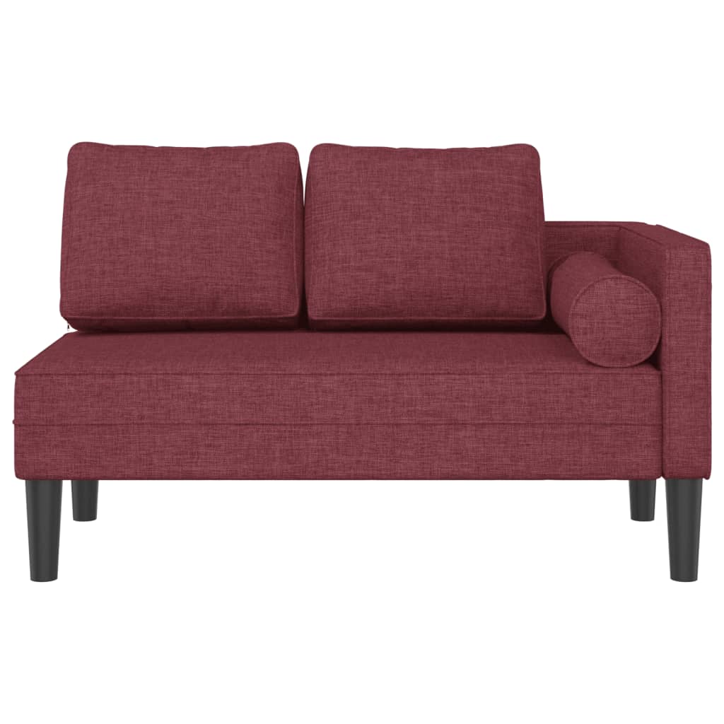 Chaise longue avec coussins rouge bordeaux tissu