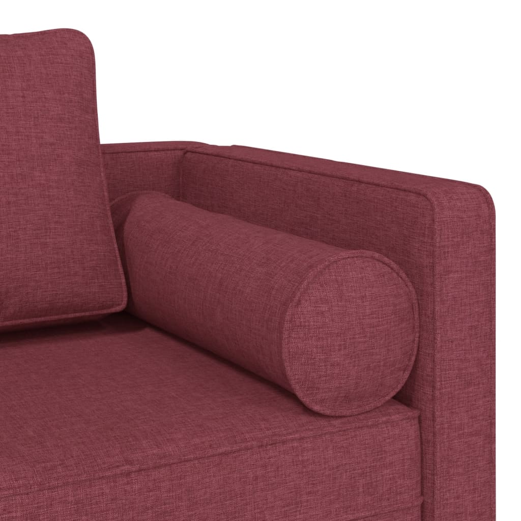 Chaise longue avec coussins rouge bordeaux tissu