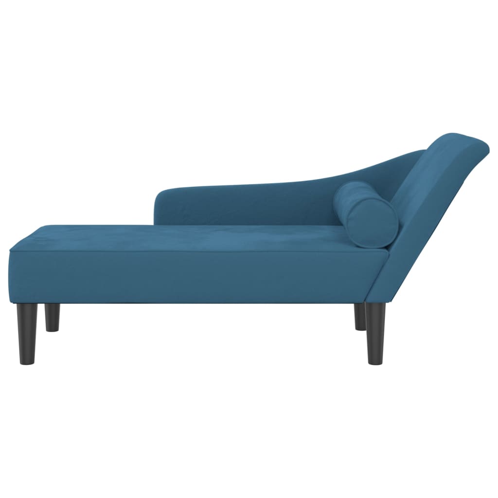 Chaise longue avec coussins bleu velours