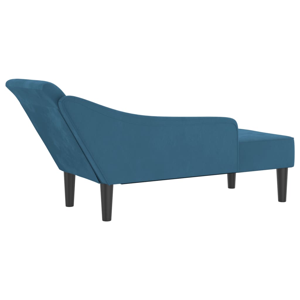 Chaise longue avec coussins bleu velours