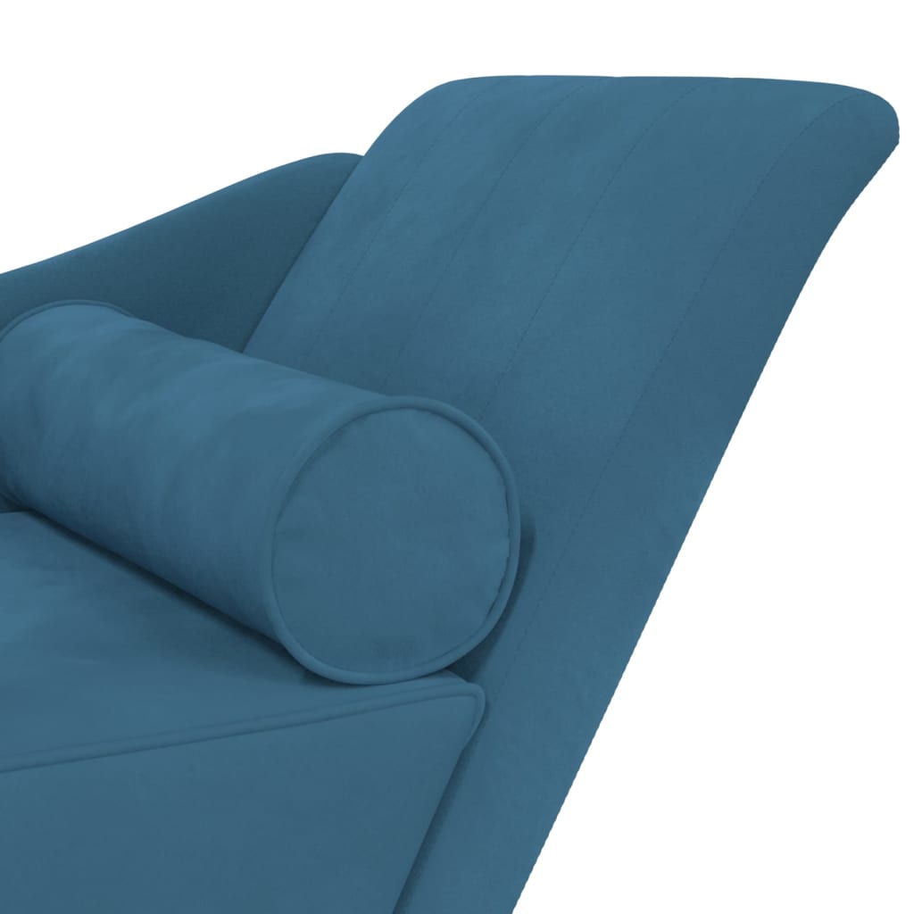 Chaise longue avec coussins bleu velours