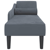 Chaise longue avec coussins gris foncé velours