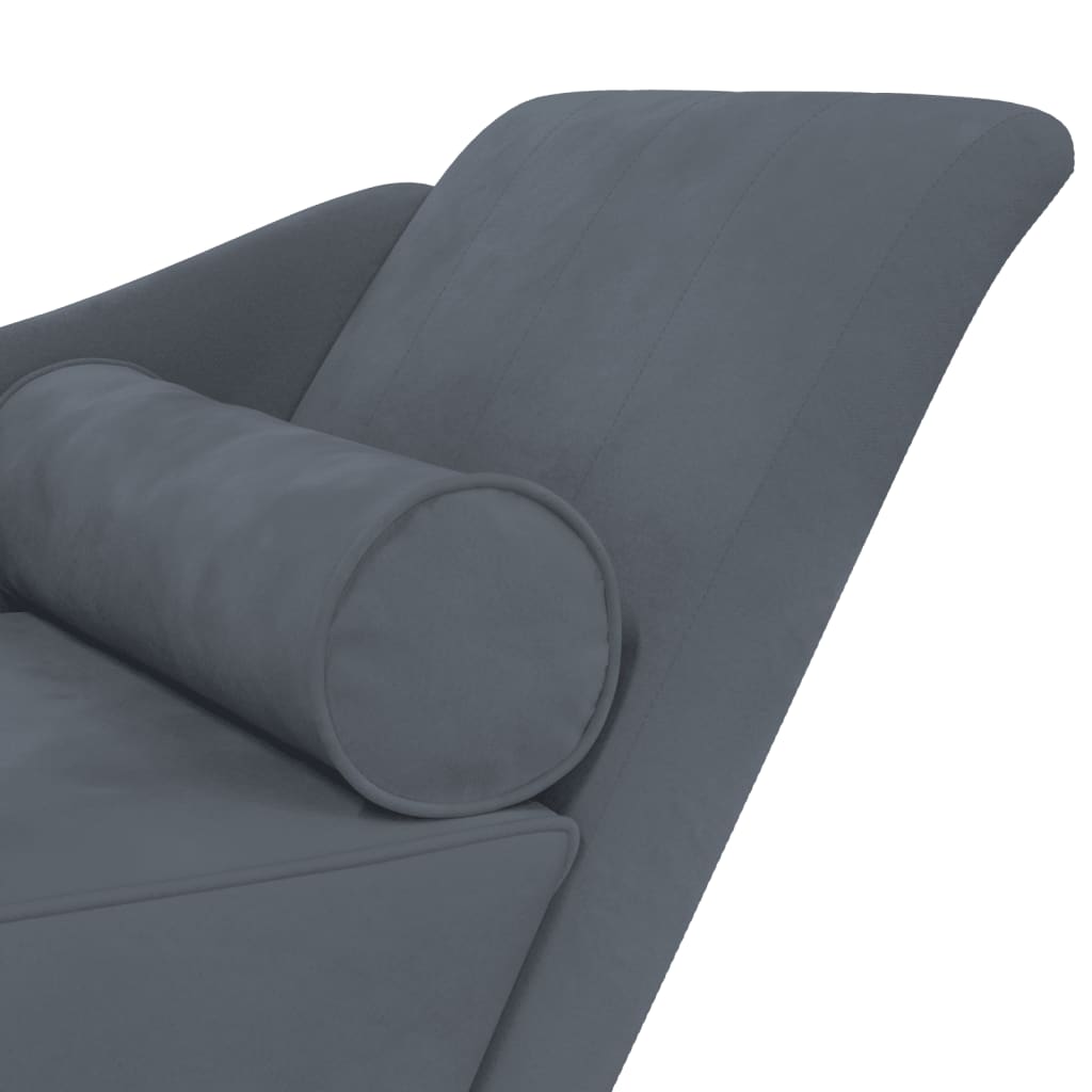 Chaise longue avec coussins gris foncé velours