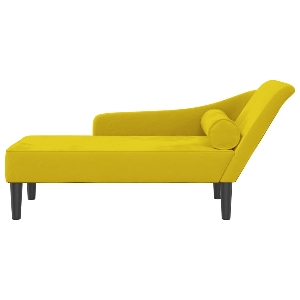 Chaise longue avec coussins jaune velours