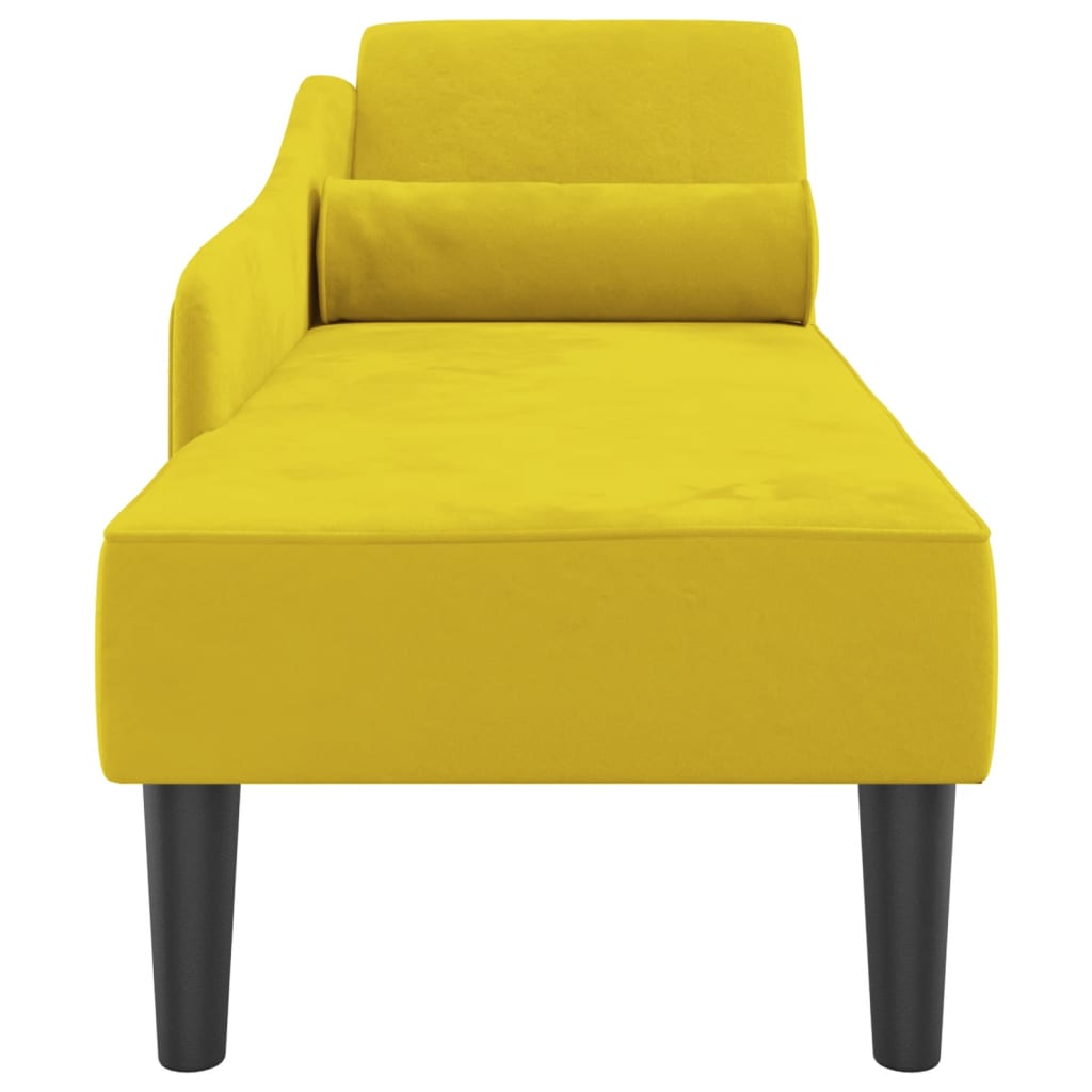 Chaise longue avec coussins jaune velours