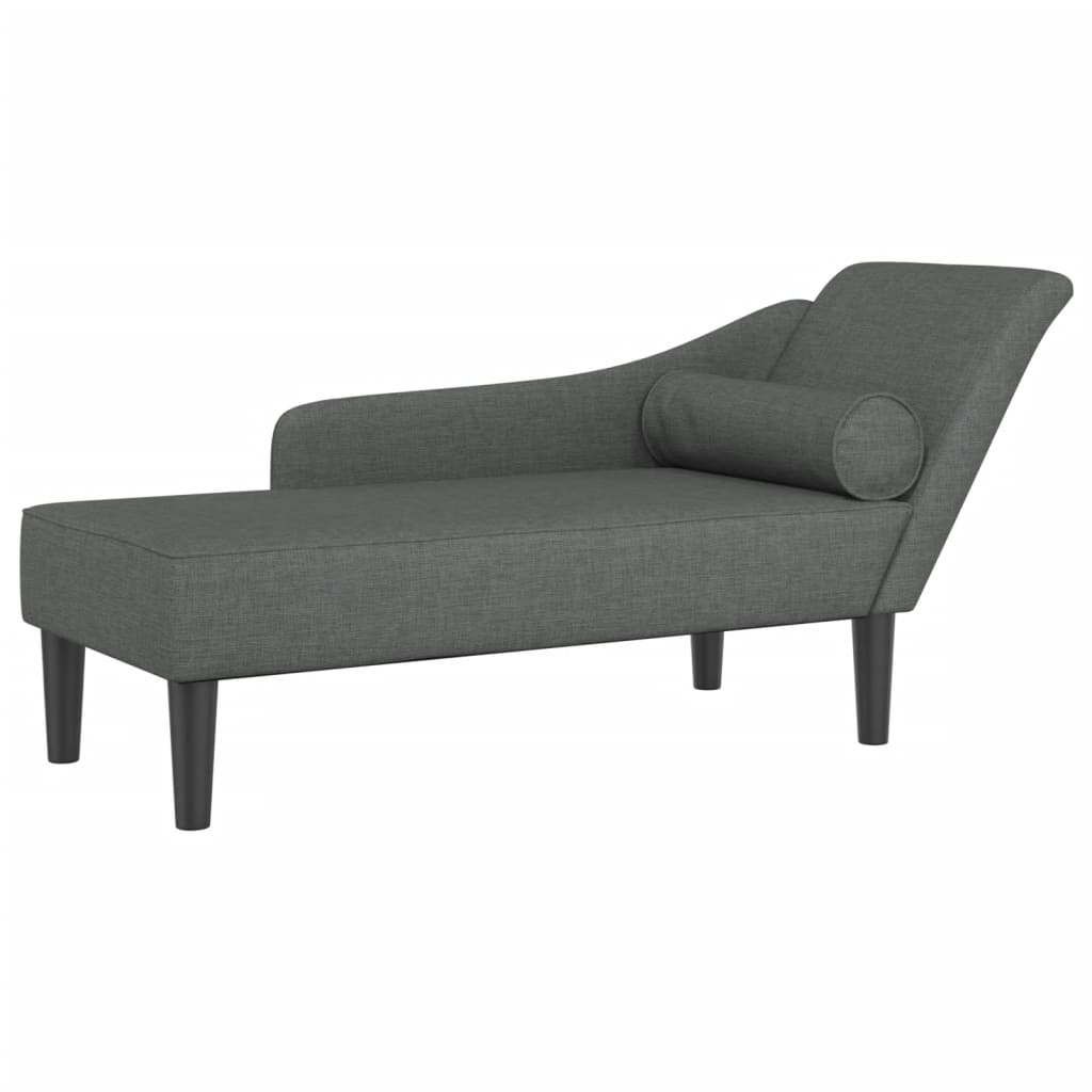 Chaise longue avec coussins gris foncé tissu