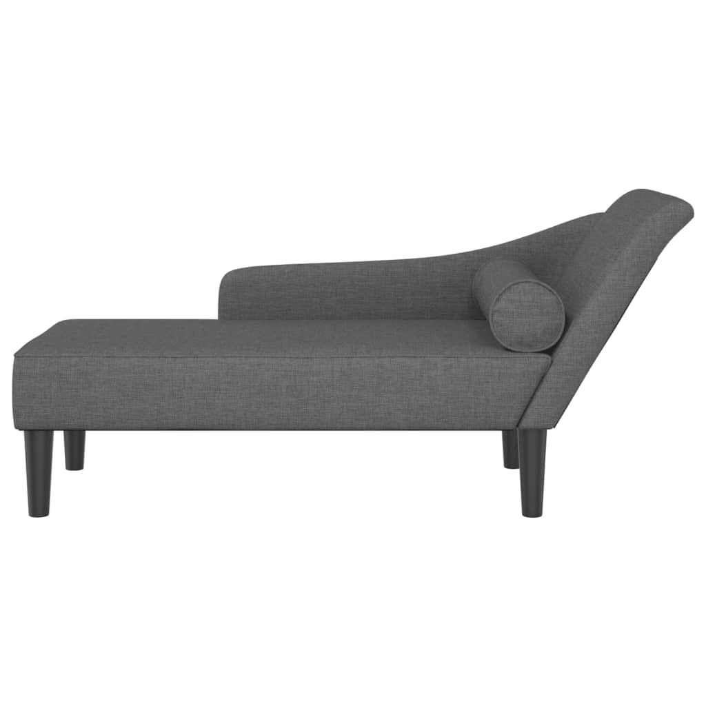 Chaise longue avec coussins gris foncé tissu