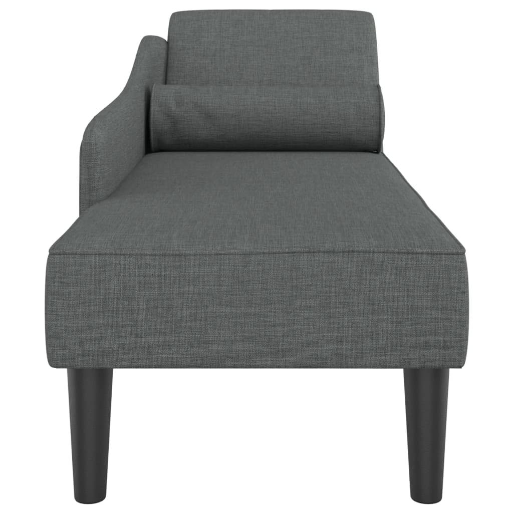 Chaise longue avec coussins gris foncé tissu